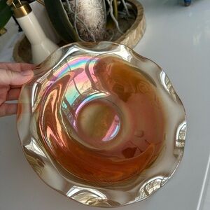 Vintage  Marigold Carnival Depression Glass Bowl IRRIDESCENT ~9.75" Diameter